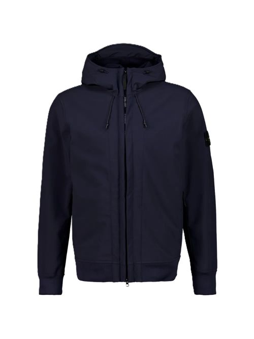 Giacca biker in soft shell con cappuccio Stone Island | L2S15 Q100004 S0B22V0020 NAVY BLUE